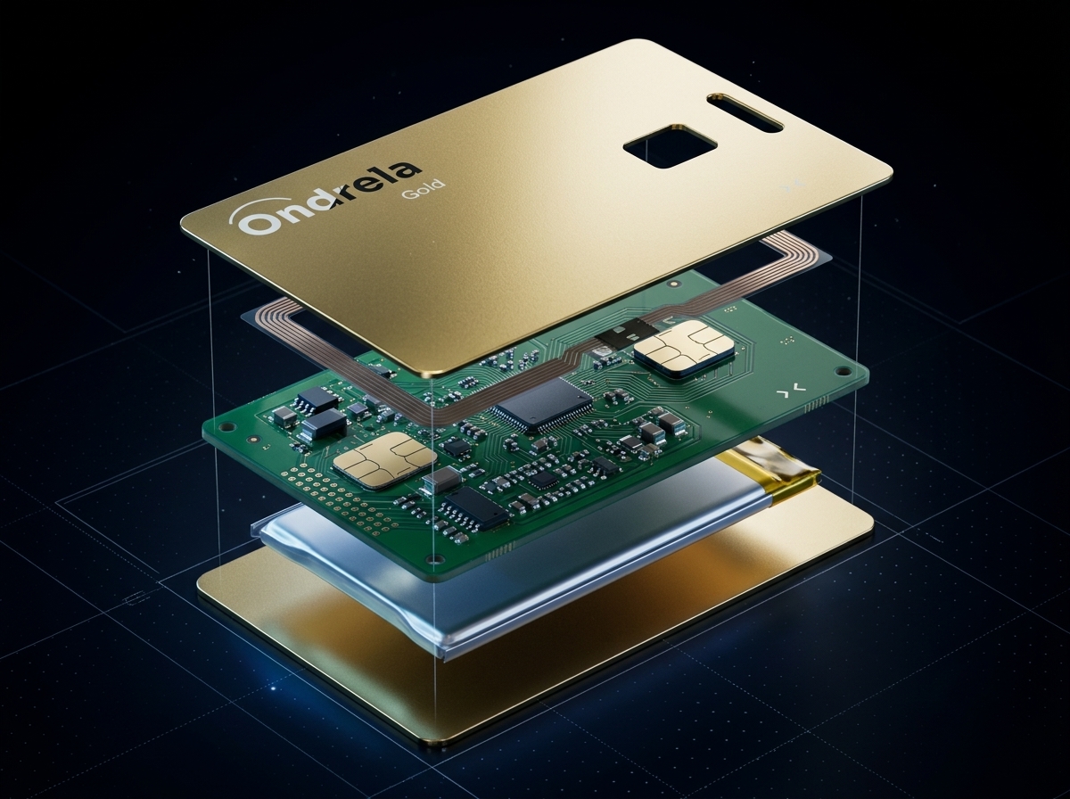 Exploded view of the Ondrela card internals